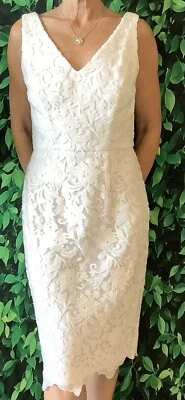 Nuevo Vestido Damasco LM Designs Lentejuelas Blanco - Talla 4 Foto 1 de 4