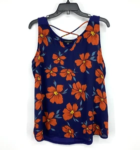 Fortune + Ivy Top Damen Größe XXL Kason Blau Blumenmuster Ärmellos Schlitz Ausschnitt - Bild 1 von 9