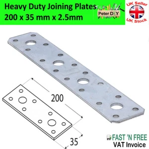 FLAT BRACKET Joining Mending PLATE 2.5mm Steel HEAVY DUTY STRONG PLATE 200x35mm - Picture 1 of 2