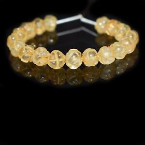 AAA++ Natural Yellow Citrine Hand Carved Pumpkin Melon Gemstone Beads 7-8MM 4"