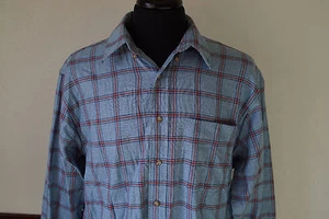 Vintage Natural Issue hellblau/rot kariertes Karohemd mit Knopfleiste Größe Large - Bild 1 von 7