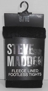 Steve Madden Women's Black Fleece Lined Footless Tights Size S/M New - Picture 1 of 2