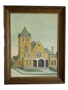 Americana Vintage Old Central Presbyterian Church Bristol VA Oil Art Painting - Picture 1 of 4