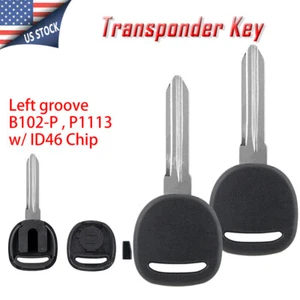 2X Transponder Ignition Car Key B102P + ID46 Chip For Chevy GMC Cadillac Pontiac - Picture 1 of 8