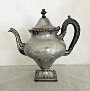 Beautiful Antique Circa 1800's Van Bergh Silver Plated Etched 9" Tea Pot - Rare! - Picture 1 of 4