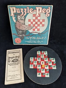 Complete Antique 1922 PUZZLE-PEG Board Game w/Box - Lubbers & Bell Clinton Iowa - Picture 1 of 18