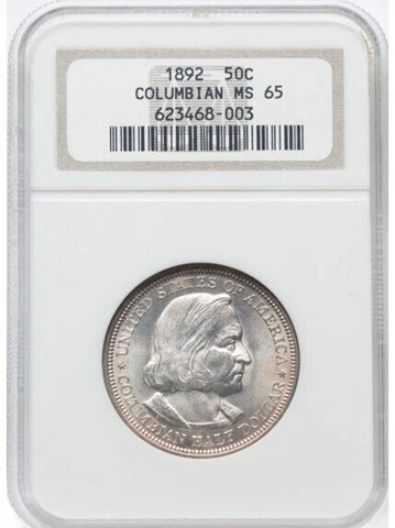 1892 P Classic Commemorative World's Columbian Exposition Half Dollar NGC MS-65 Cover