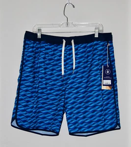 NWT Fair Harbor Men's Big & Tall Blue Art Waves Lined Anchor Swim Trunks sz 2X - Picture 1 of 16