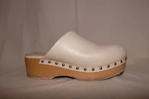ARKET zoccoli svedesi in pelle di alta qualità con suola in legno EUR 41 vanilla offwhite - Foto 1 di 6