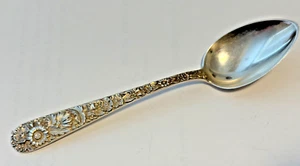KIRK AND SON STERLING REPOUSSE FLORAL  TEASPOON - Picture 1 of 3
