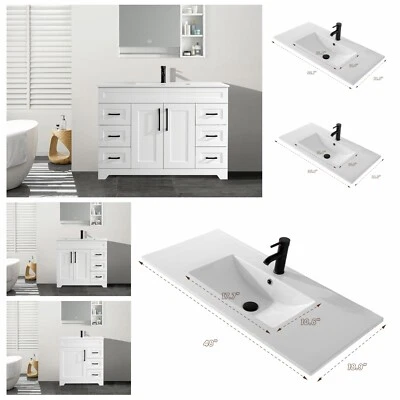 Tocador de baño de 30"/36"/48" con lavabo lavabo de cerámica bajo blanco sin espejo Foto 1 de 4