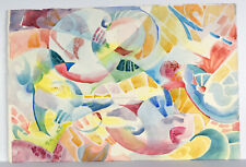 22" Watercolor Painting Paper Carolynn Mann Art Abstract Shapes Shells #63 Decor