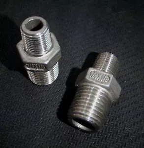 STAINLESS STEEL REDUCER NIPPLE 1/4" x 1/8" NPT PIPE RN-025-012 - Picture 1 of 1