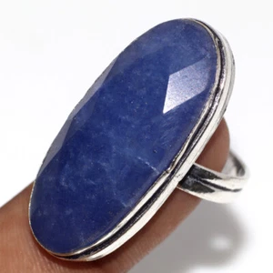 Simulated Blue Sapphire 925 Silver Plated Ring Us 10.5 Elegant Gift AU D362 - Picture 1 of 3