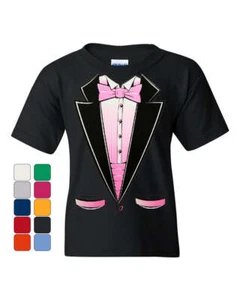 Pink Tuxedo Youth T-Shirt Funny Party Wedding Birthday Tux - Picture 1 of 8