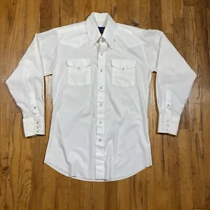 Vintage 70s Panhandle Slim White Pearl Snap Shirt Western Medium 15.5 x 34 - Picture 1 of 14