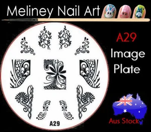 A29 Estampado Arte en Uñas Diseño Placa de Imagen Redonda XL Plantilla de Metal - Imagen 1 de 1
