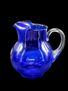 Cobalt Blue Large Margaritas Ice Lip Pitcher Applied Clear Handle - Picture 1 of 11