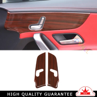 Car Inner Door Panel Cover Trim Fit For Mercedes Benz AMG35 2019~2021 Red Wood - Image 1 of 4