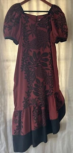 Vestido Muumuu Largo Vintage LOLENANI Hawaiano Mujer Tropical Granate Negro Talla 10 - Imagen 1 de 19