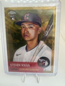 2022 Topps Chrome Platinum Anniversary STEVEN KWAN Gold Wave Rookie #d 40/50 - Picture 1 of 2