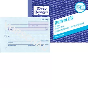 5x Zweckform Quittungsblock 300 A6 Quittung 50 Blatt AVERY fälschungssicher MwSt - Bild 1 von 3