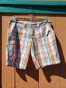Aeropostale Women's Size 5/6 Pink Orange Plaid Casual Stretch Walking Shorts NWT - Picture 1 of 7