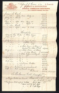 Bennett & Huntington Produce NYC 1857 J.J. Cover, Johnsville OH * Billhead rar - Bild 1 von 2