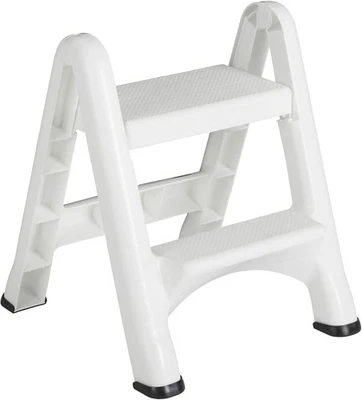 (1)-Rubbermaid Lightweight White Folding 2-Step Step Stool 420903-WHT - Image 1 of 4