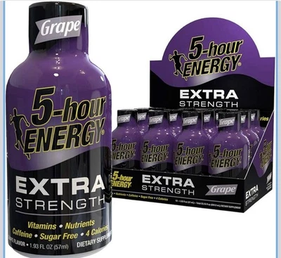 5 Hour Energy Shot Extra Fuerte Uva Sin Azúcar 1.93 fl oz (12 Botellas) Foto 1 de 4