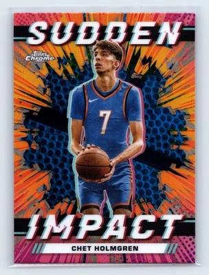 2023-24 Topps Chrome Chet Holmgren Sudden Impact Refractor Blue Basketball - Image 1 of 2