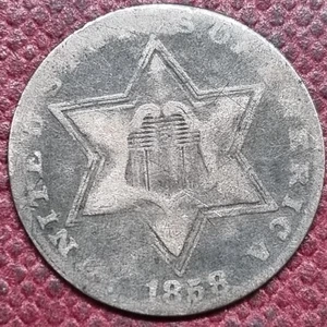 1858 Three Cent Piece 3c Silver Trime Better Grade #96653 - Picture 1 of 2