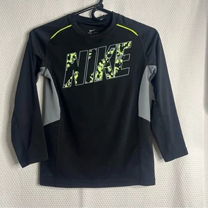 Nike Black and Gray Long Sleeve Athletic DriFit Tee Kids Boys Size Small Workout - Picture 1 of 5