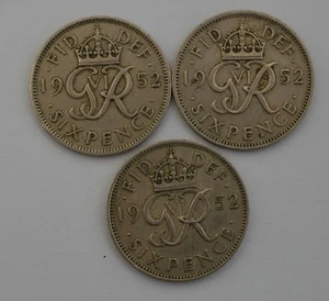 1952 Sixpence George VI 6D One Coin - Picture 1 of 2