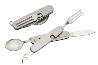 4 Function Stainless Steel Hobo Pocket Knife Camp Tool Spoon Fork FAST SHIPPING! - Image 1 of 4