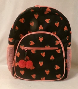 NWOT ART CLASS 100% POLYESTER GIRL'S BACKPACK - BLACK & PINK w/RED STRAWBERRIES! - Picture 1 of 11