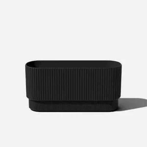 30 in. Modern Black Demi Heavy Duty Indoor Rectangular Plastic Flower Planter - Picture 1 of 7
