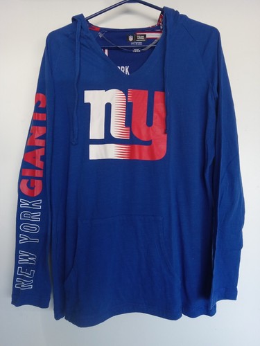 VETEMENTS Felpa con cappuccio taglia L NY Giants blu royal grafica su cappuccio interno e manica. Ottimo