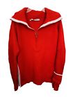 Athleta XL Red 1/2 Zip Wool Blend Ski Thumbholes Sweater Activewear