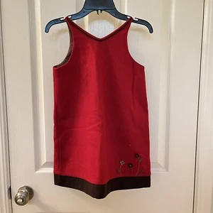 Bonpoint Red Wool Floral Applique Jumper Dress Girls Size 8 *FLAWS* - Picture 1 of 13