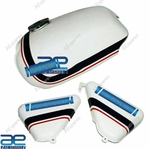 Compatible With Norton Commando Roadster 850 White Petrol Tank & Side Panel AEs - Foto 1 di 6