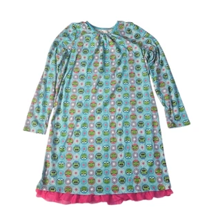 Lil' Vicky's Nightgown Pajamas Girls XL(14-16) Frogs Blue Green Pink Long Sleeve - Picture 1 of 6
