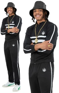 Chándal de los años 90 para adultos traje de concha disfraz de disfraz para hombre negro Trackie - Imagen 1 de 5