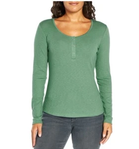 Eddie Bauer Lt Spruce Soft Ribbed Long Sleeve Scoop Snap Henley Women’s Sz XS - Picture 1 of 10