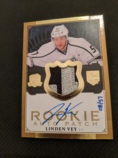 2013-14 UPPER DECK UD THE CUP LINDEN VEY #159 #ed 8/57 ROOKIE AUTO PATCH RC GOLD