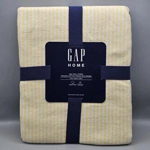 Manta amarilla Gap Home mini sarga a rayas de algodón orgánico con flecos - Imagen 1 de 5