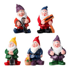 5 Resin Garden Gnomes Dwarf Figurines Outdoor Adornments