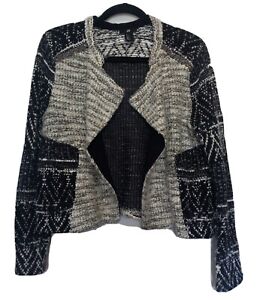H & M  Stretch Jacket Cropped Heavy  Dressy Sweater size M Black Sparkle beads 