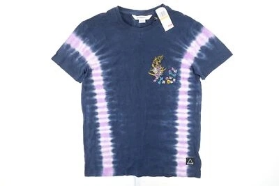 CAMISETA ONCE PARIS TIE TEÑIDA AZUL MARINO LAVANDA PÚRPURA PEQUEÑA BORDADA FLORAL  Foto 1 de 4