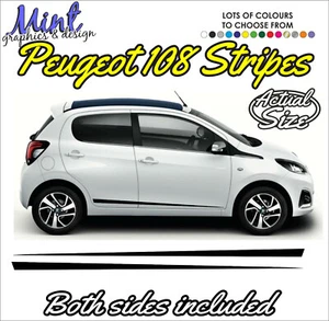 PEUGEOT 108 Rayas Laterales 3/5 PUERTAS GTI Calcomanías Adhesivas Gráficos GRATIS P&P 011 - Imagen 1 de 4